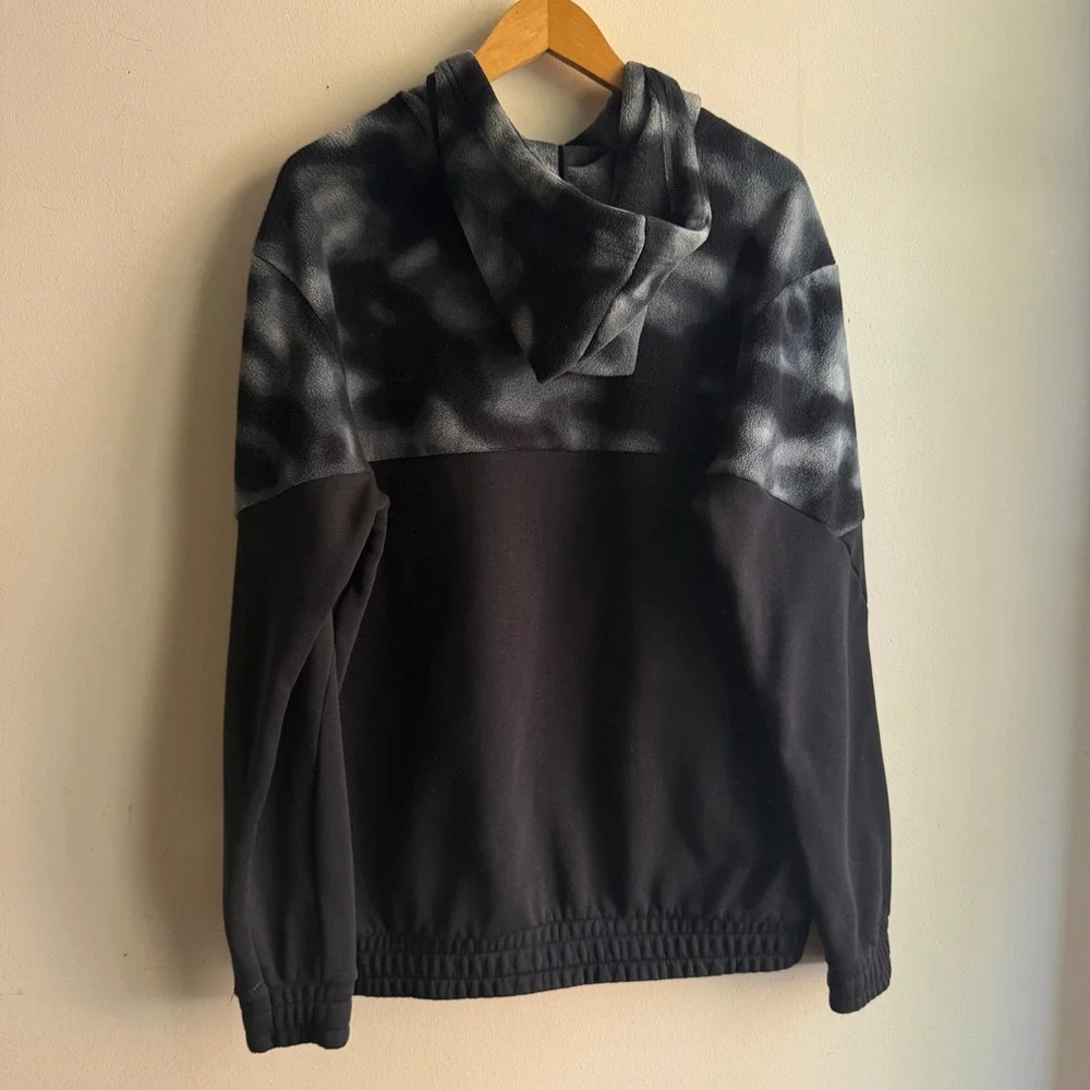 Adidas Fleece Hoodie Camo Colorblock Black Grey Large